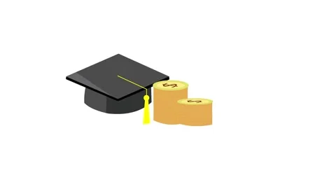 Graduation Cap with Coin Animation on White Background Vídeo Stock 335180907