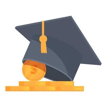 Graduation cap on coins stack illustration Stock Illustration
