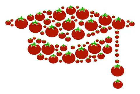 Graduation Cap Collage of Tomato Stock Illustration