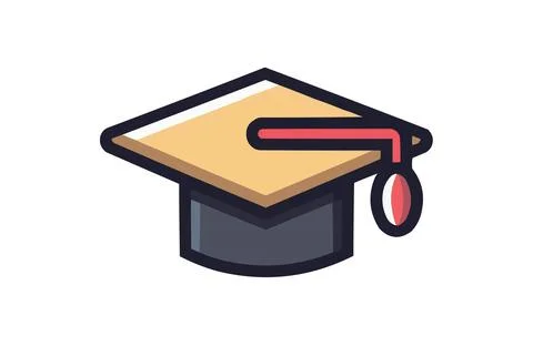 Graduation cap color icon vector, isolated on white background. Beautiful g.. Stock Illustration