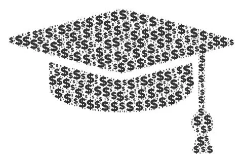 Graduation Cap Composition of Dollar and Dots Illustrazione stock