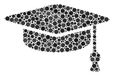 Graduation Cap Composition of Filled Circles Illustrazione stock