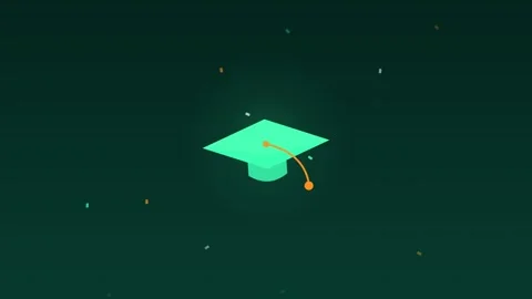 Graduation cap confetti celebration mint education loop Vidéo 342614088
