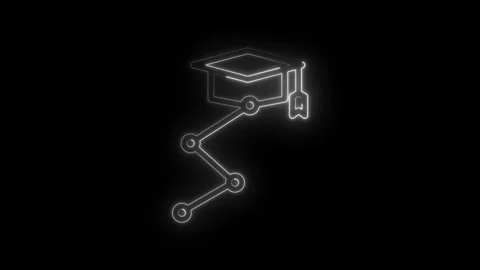 Graduation cap connected to data points network graph abstract glowing neon Stock Footage 333951724