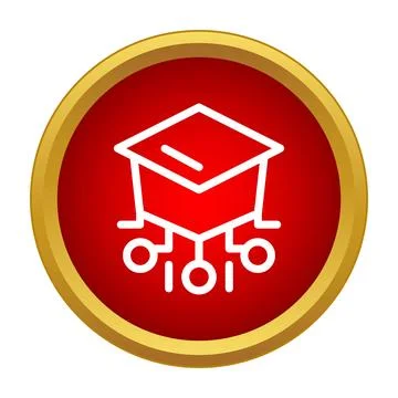 Graduation cap connecting to data points icon Stock Illustration