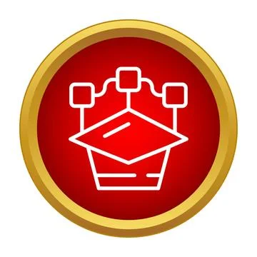 Graduation cap connecting to multiple learning modules icon Stock Illustration