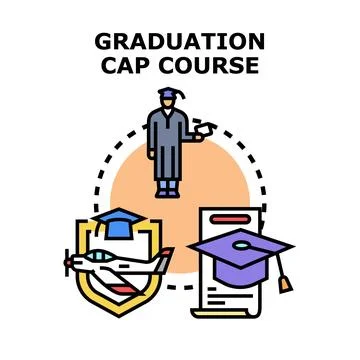 Graduation cap course concept illustrating education path Stock Illustration