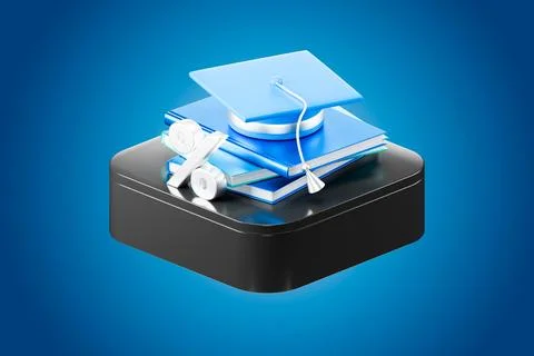 Graduation cap on a digital tablet for online degree concept Stock Illustration