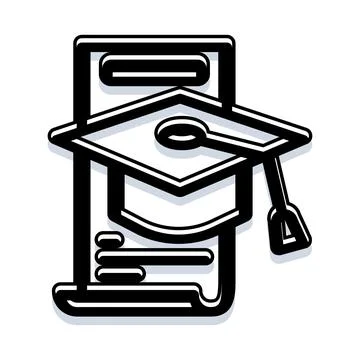 Graduation cap with diploma scroll icon success 스톡 일러스트