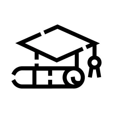 Graduation cap with diploma scroll icon Stock Illustration