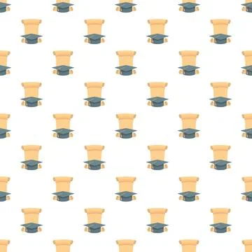 Graduation cap diploma scroll seamless pattern background Illustrazione stock