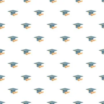 Graduation cap diploma seamless pattern for education Stockillustratie