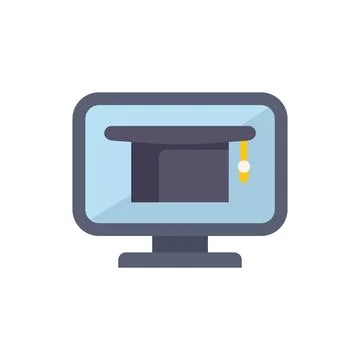 Graduation cap displaying inside computer screen for online education Stock Illustration
