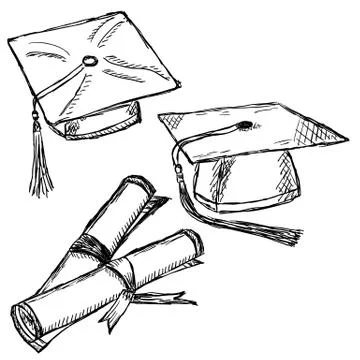 Graduation cap doodle Illustrazione stock