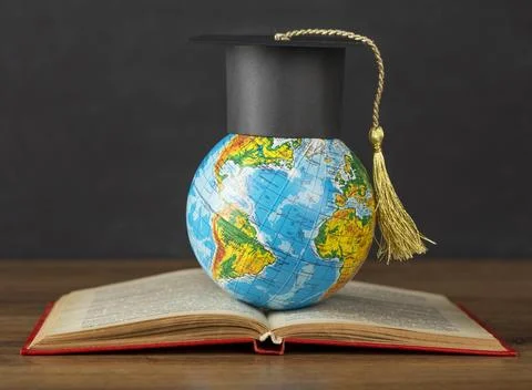 Graduation cap earth globe Stock Photos
