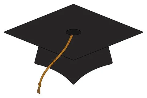 Graduation cap flat design isolated on a white background Stock Illustration
