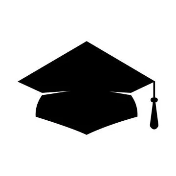 Graduation cap flat icon isolated on white. Academic hat with tassel. Vecto.. Stock Illustration