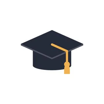 Graduation cap flat icon on white background Stock Illustration
