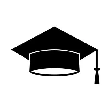 Graduation cap flat vector icon isolated on white. Academic hat with tassel.. Stock Illustration