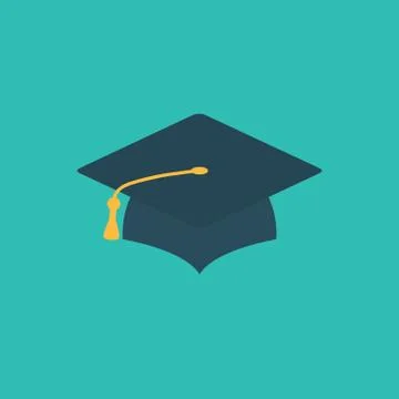 Graduation cap flat vector sign icon Stock Illustration
