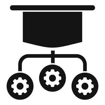 Graduation cap with gears concept icon Stock Illustration