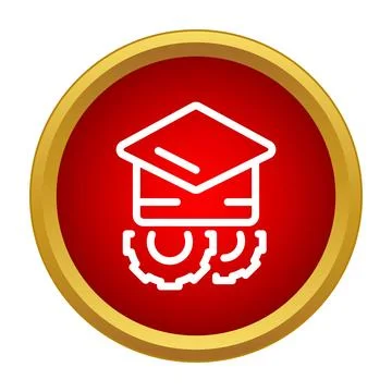 Graduation cap with gears representing education and a career Stock Illustration