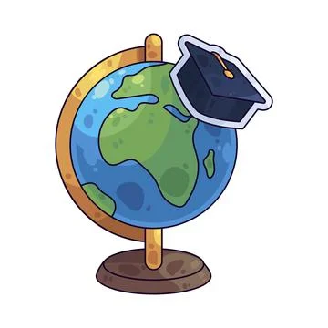 Graduation Cap on Globe illustration Stock Illustration
