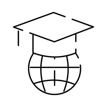 Graduation cap on globe representing global education Stock Illustration