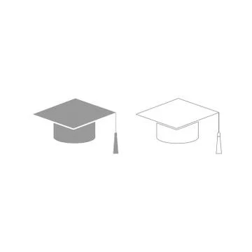 Graduation cap grey set icon . Stock Illustration