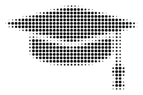 Graduation Cap Halftone Icon Stock Illustration
