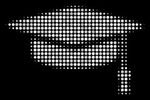 Graduation Cap Halftone Icon Stock Illustration