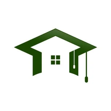 Graduation Cap Home Shape Space Symbol Design Stock Illustration