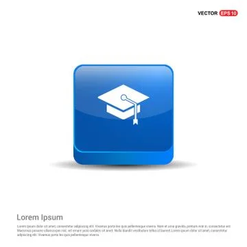 Graduation cap icon - 3d Blue Button Stockillustratie