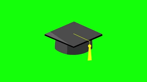 Graduation Cap Icon Animation on Green Screen Vídeo Stock 335180894