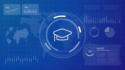 Graduation cap icon animation symbolizing online education and digital Stock Footage 325068770