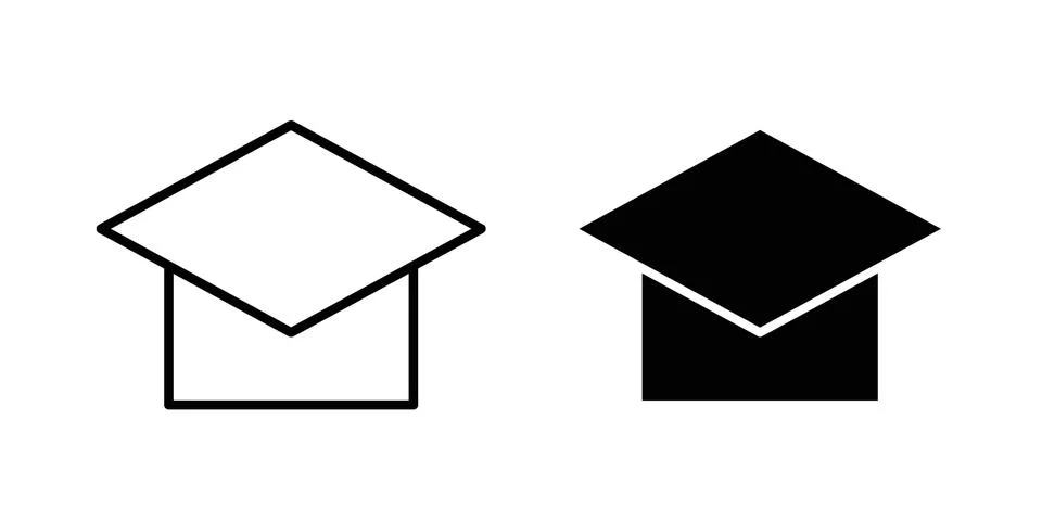 Graduation cap icon black vector isolated on white Stock-Illustration