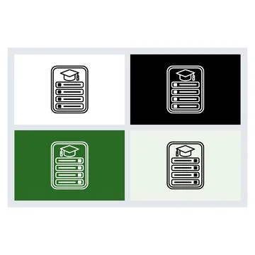Graduation cap icon on a digital tablet screen with list interface Stock Illustration