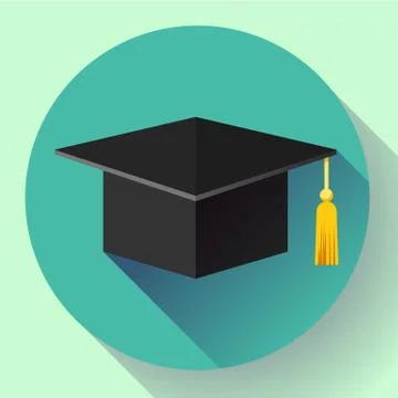 Graduation cap icon. Flat design style. Stock Illustration