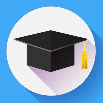 Graduation cap icon. Flat design style. Stock Illustration