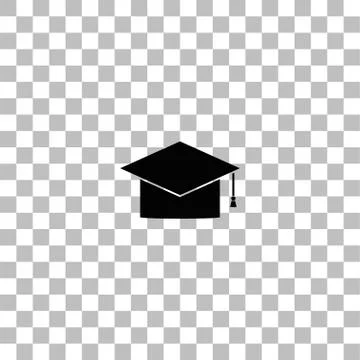 Graduation cap icon flat Stock Illustration