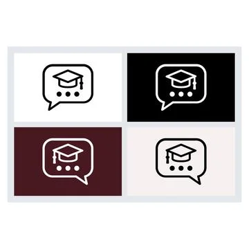 Graduation cap icon inside a speech bubble on various solid backgrounds Stock Illustration