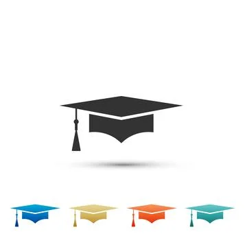 Graduation cap icon isolated on white background. Graduation hat with tassel イラスト素材
