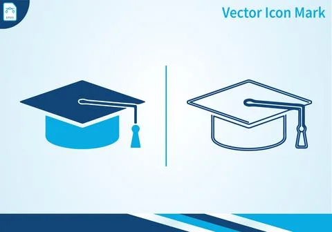 Graduation cap icon isolated on white background flat style. Stock Illustration