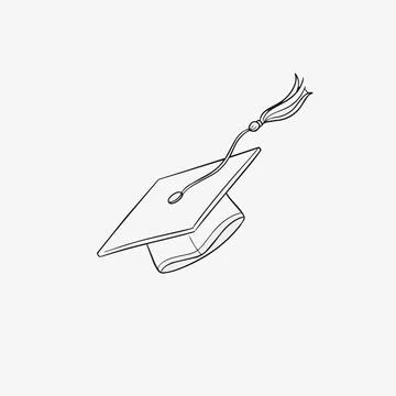 Graduation cap icon line art style Silhouette Stock Illustration