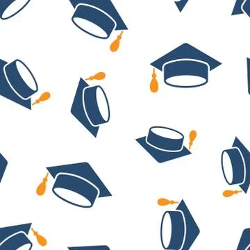 Graduation cap icon seamless pattern background. Education hat vector illustr Stock Illustration