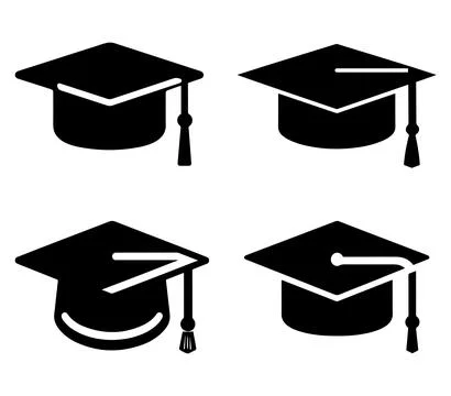 Graduation cap icon set Stock Illustration