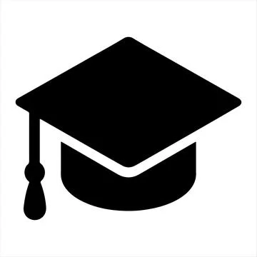 Graduation Cap Icon Silhouette Vector Isolated on White Background..Descrip.. Stock Illustration