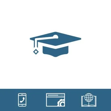 Graduation cap icon stock vector illustration flat design Stock Illustration