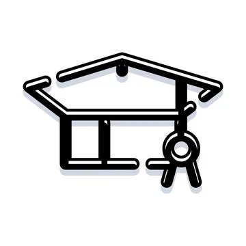 Graduation cap icon with tassel representing academic achievement Stock Illustration