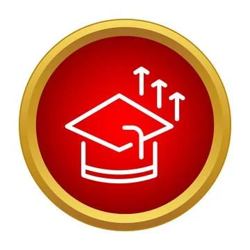 Graduation cap icon with upward arrows signifying growth and success Stock Illustration